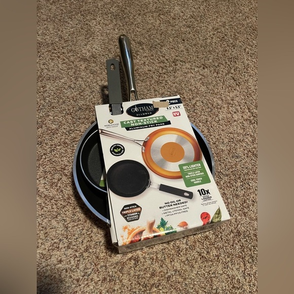 Gotham steel copper cast textured 2 piece cast cookware set non-stick 9.5 & 5.5 - Picture 1 of 2